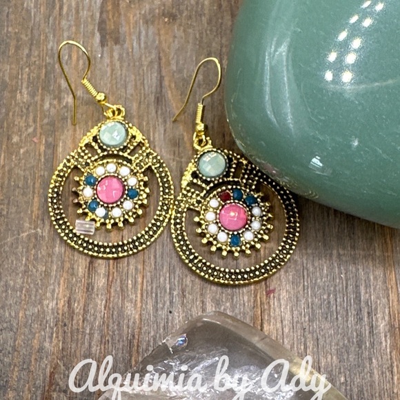 Alquimia Jewelry - NEW GOLD CUBIC ZIRCONIA GREEN EARRINGS JEWEL TONE